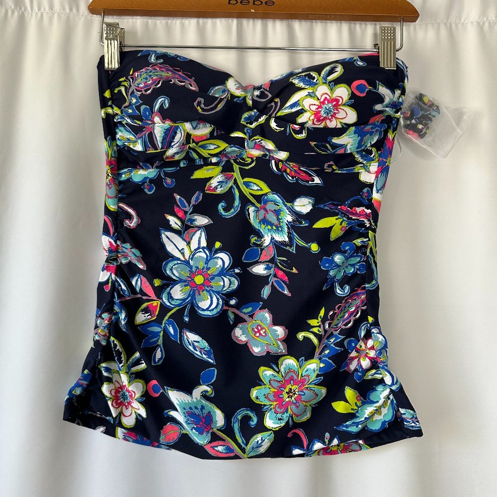Ann Cole Women's Tankini Swim Top Halter floral Size S Wireless NWOT